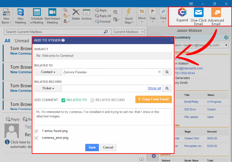 VTiger Advanced Email Linking